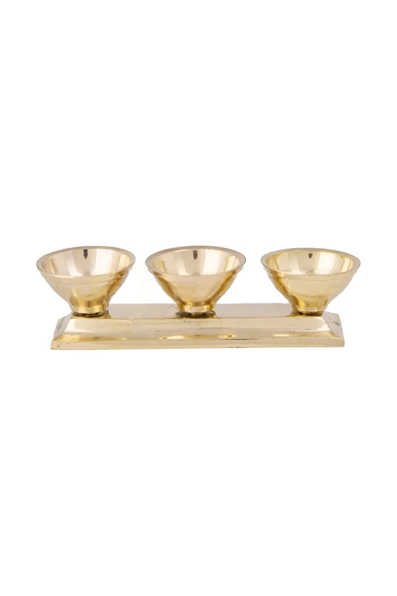 BrassVibuthi & Kumkum Stand, Gold - 3x11 Cm