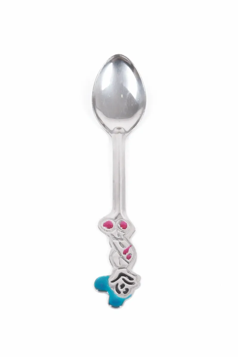 Stainless Steel Mickey Mouse Baby Spoon, Teal - 14 Cm