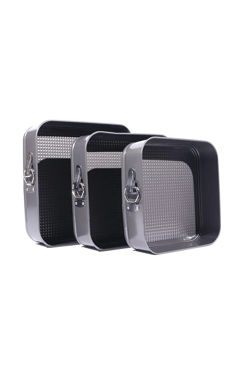 Square Shaped Carbon Steel Non-Stick Cake Mould Set - 3 pcs