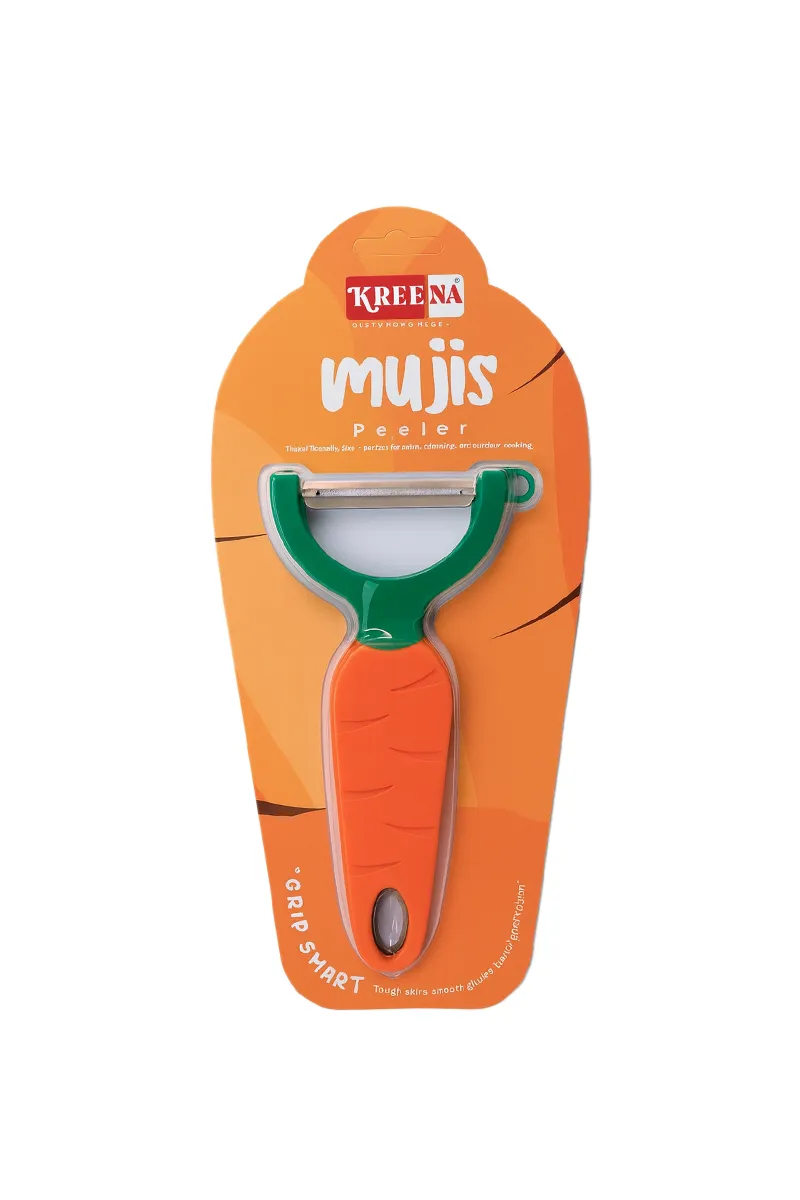 Plastic & Stainless Steel Multiuse Peeler, Orange - 12 Cm
