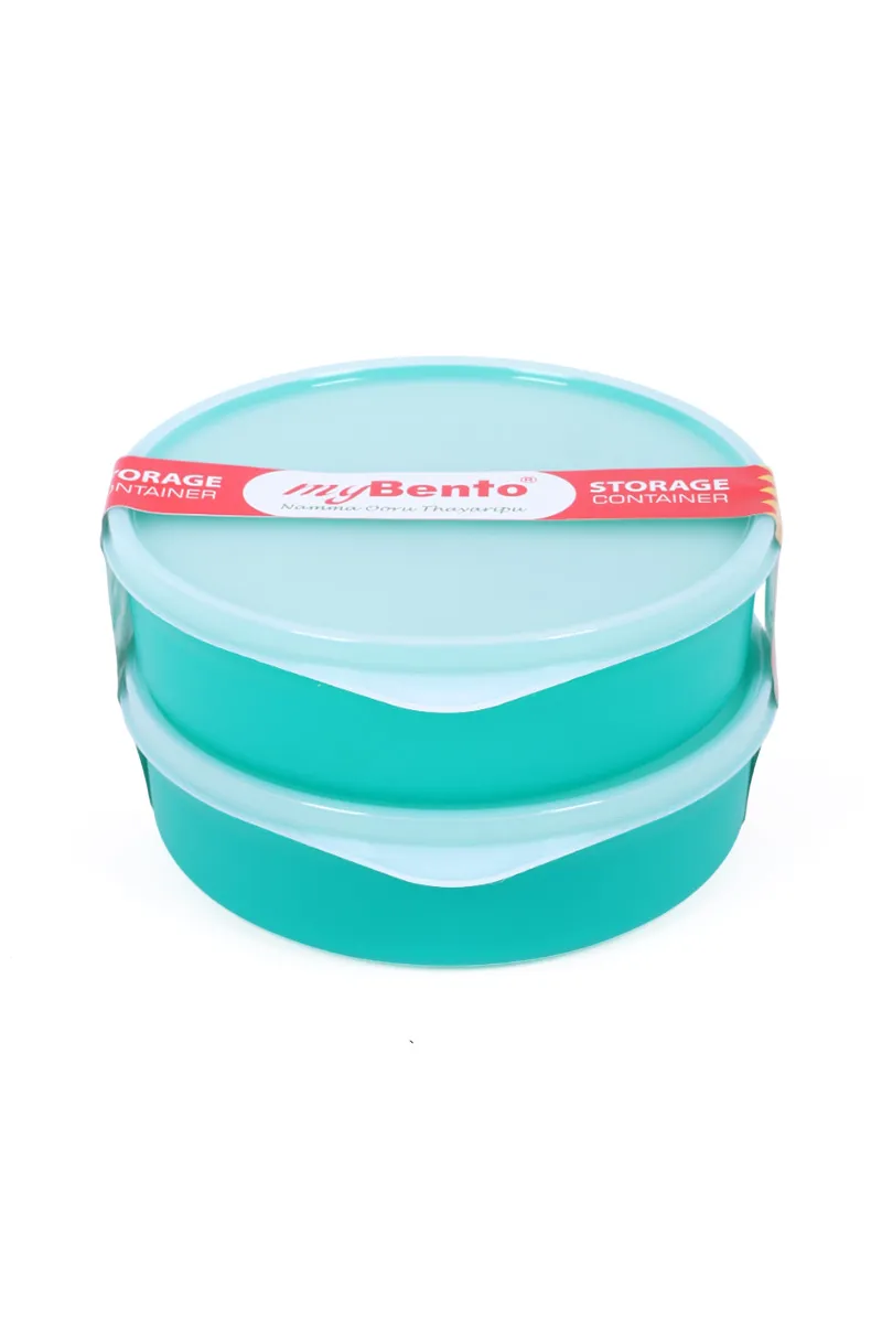 MyBento Plastic BPA Free Twin Store Container Set, Green - 890 ML