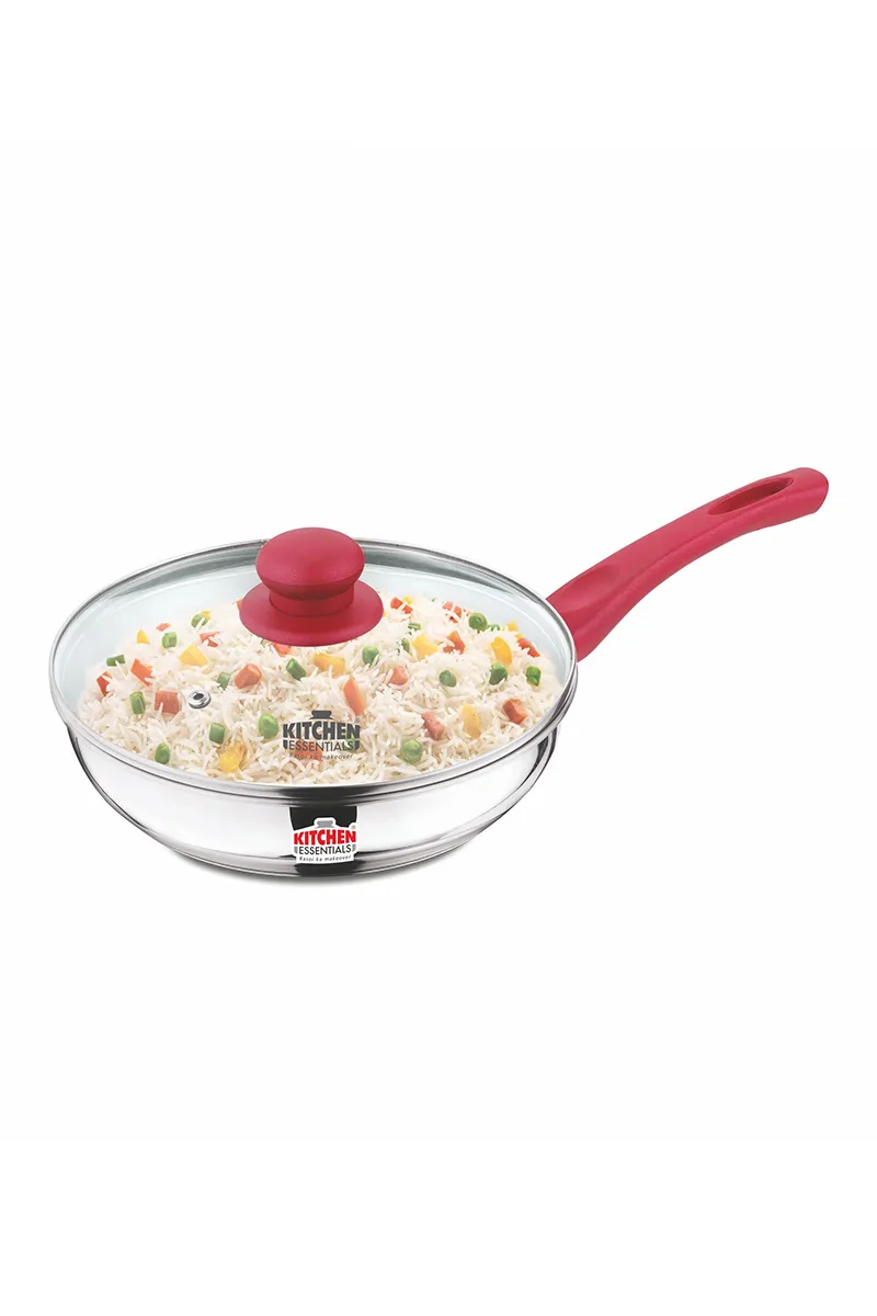 Kitchen Essential Stainless Steel Fry Pan with Lid - 2.25 Ltr