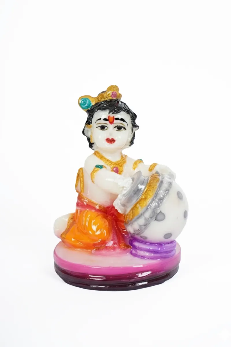 Lord Krishna Decorative Idol, Pink - 7x10 Cm
