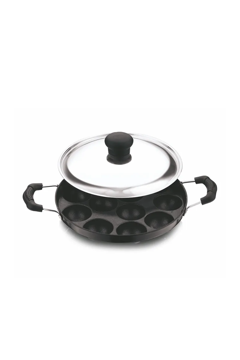Kitchen Essential Aluminium Paniyarkkal with SS Lid – 12 Cups