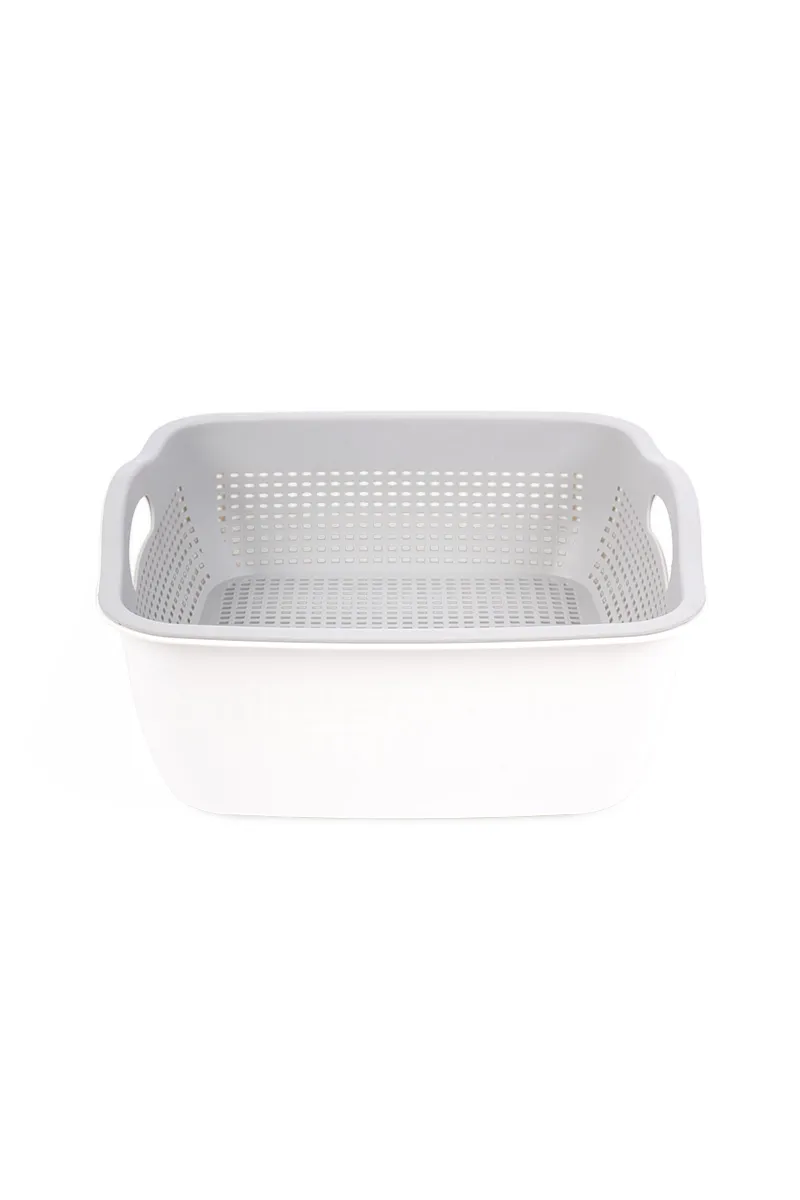 Plastic Double Layer Colander, White - 26 x 27 Cm