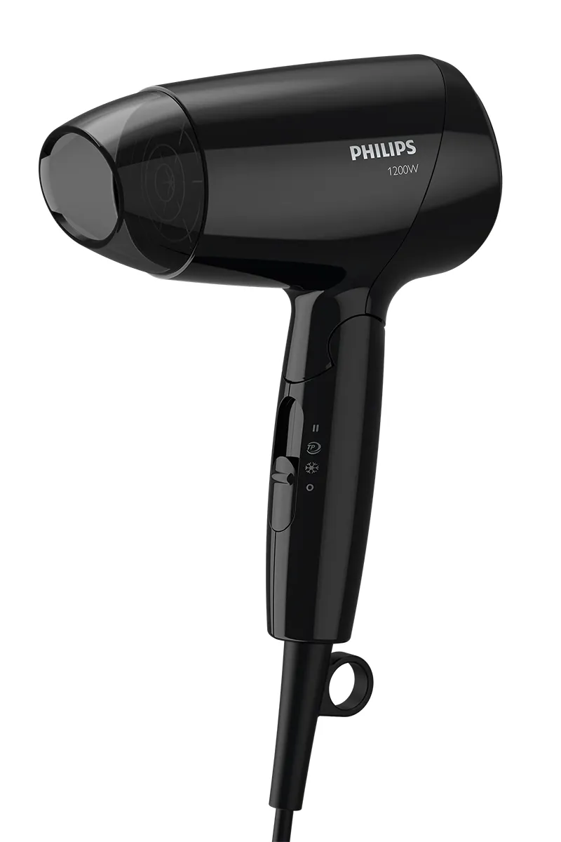 Philips BHC010/10 1200 W Hair Dryer with 3 Temperature Settings, Foldable Handle, ThermoProtect (Black)