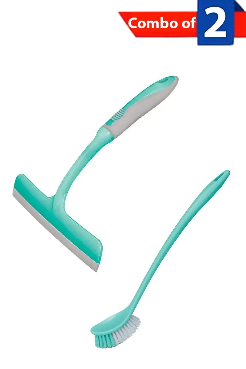 Spotzero Plastic Kitchen Wiper and Toilet Brush - Combo of 2