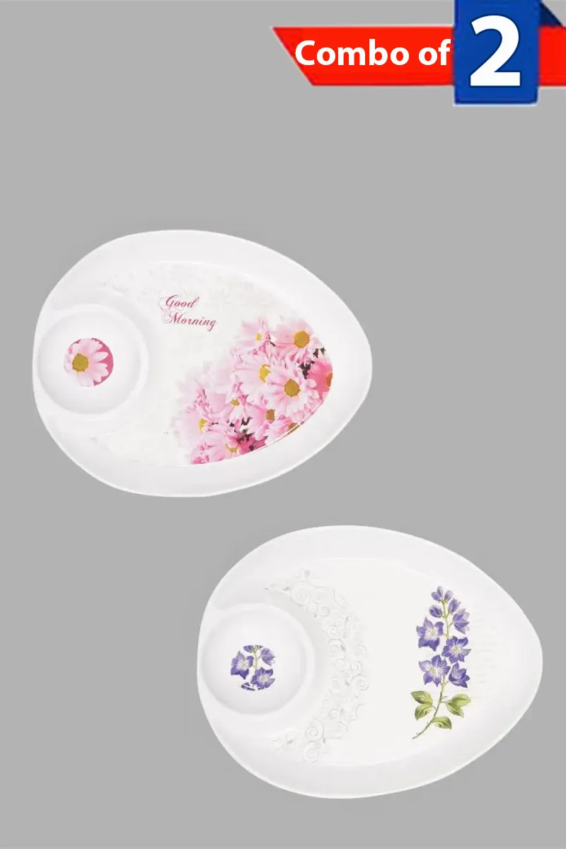 Dinewell Melamine Dip & Chip Plate - Combo of 2