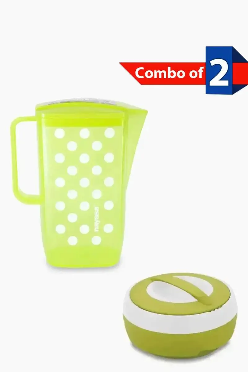 Plastic & Stainless Steel Casserole and Plastic Water Jug - Combo of 2