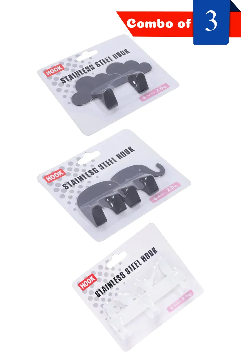 Stainless Steel Hooks - Combo of 3