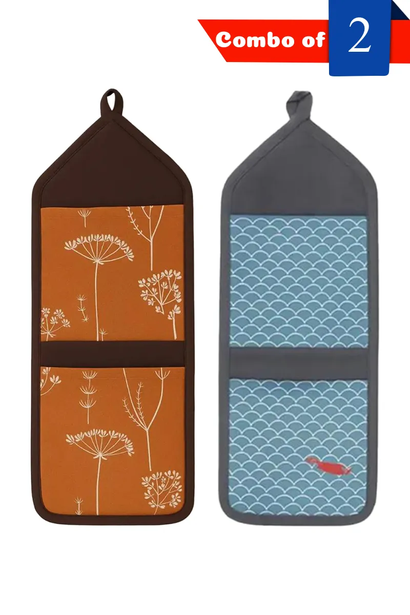 Cotton Letter Bag with 2 Pockets  - Combo of 2