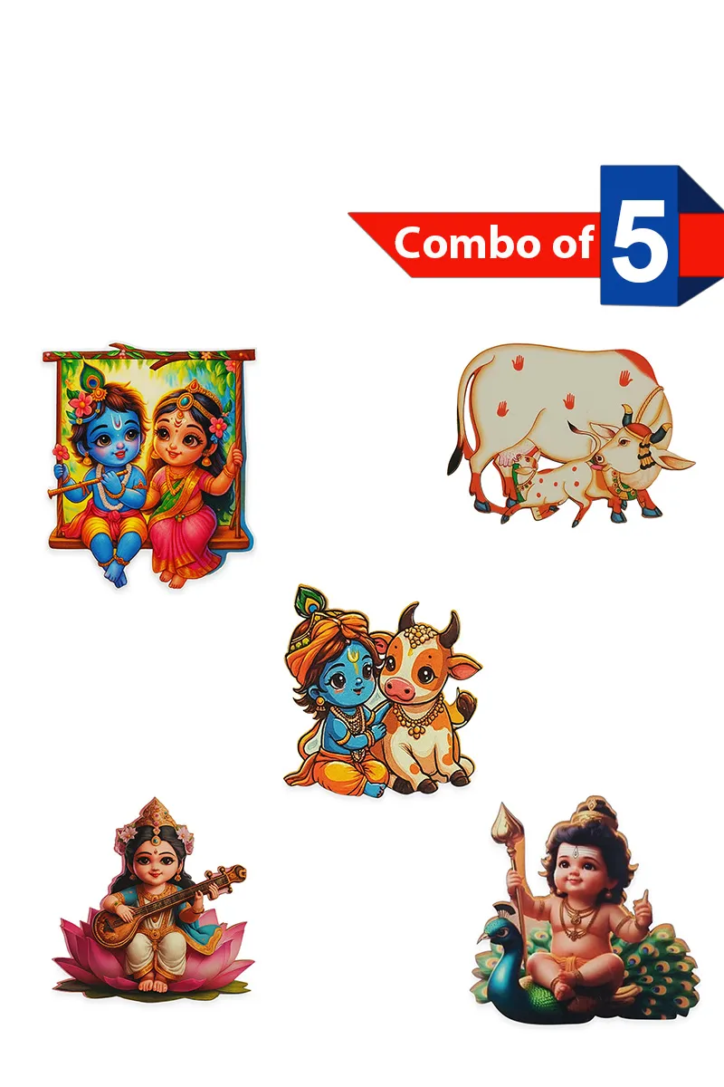 Wooden Magnet Set, Multicolor - 5 Pcs
