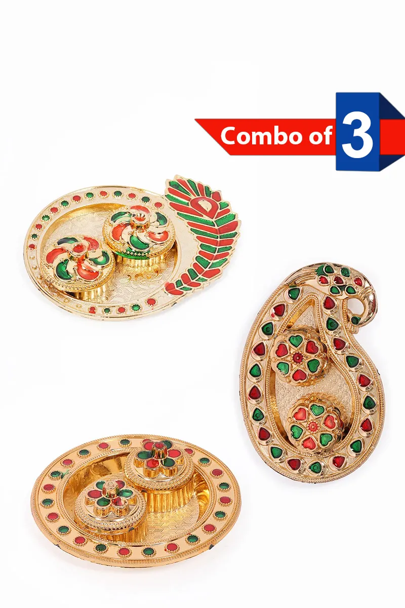 Plastic Kunguma Chimil, Multicolor - Combo of 3