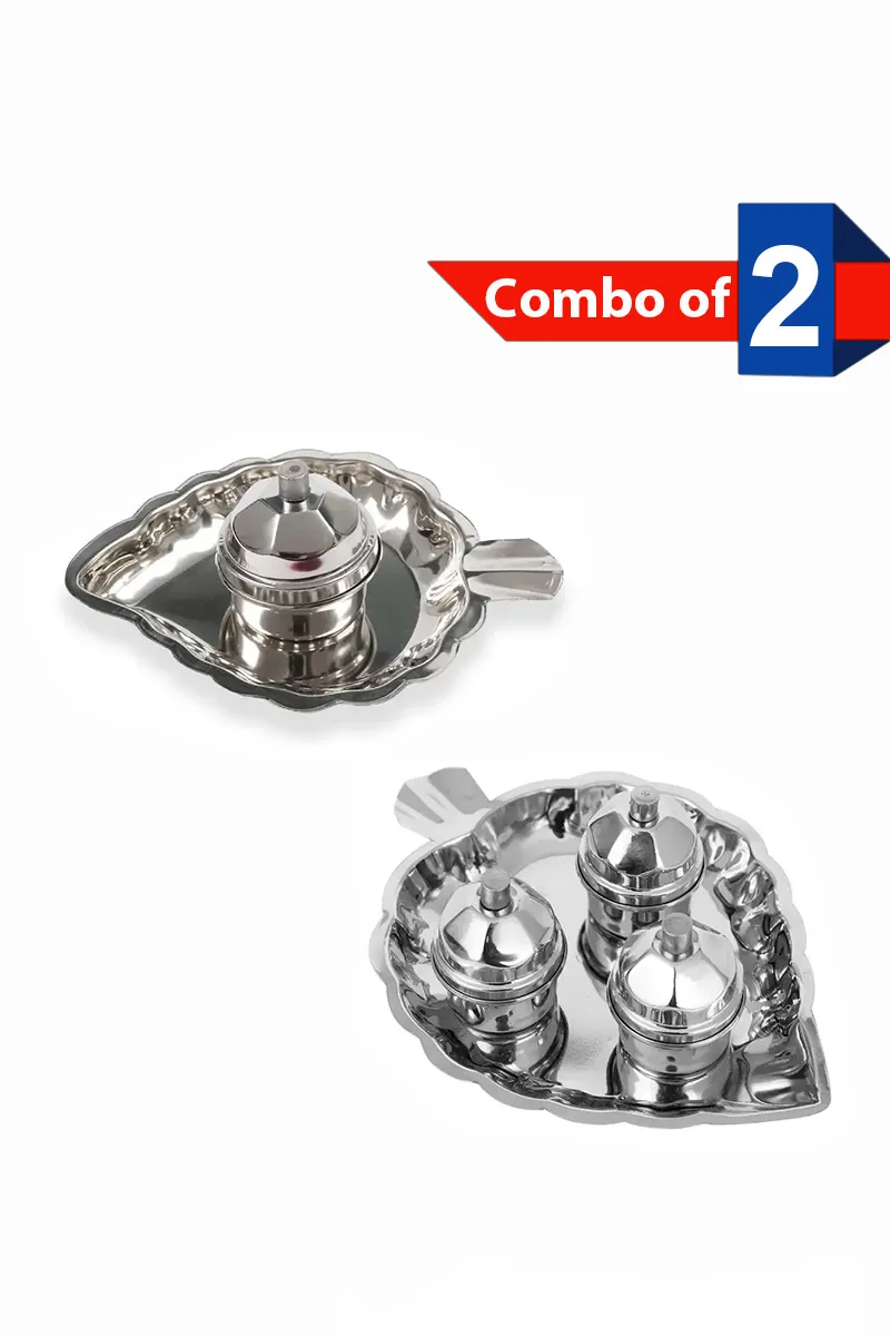 Stainless Steel Kunguma Chimil, Silver - Combo of 2