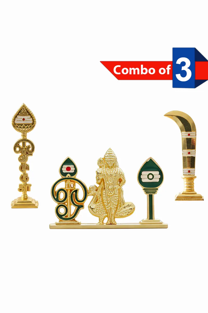 Lord Karuppasamy Aruval, Murugan Vel & Om Vel, Gold - Combo of 3