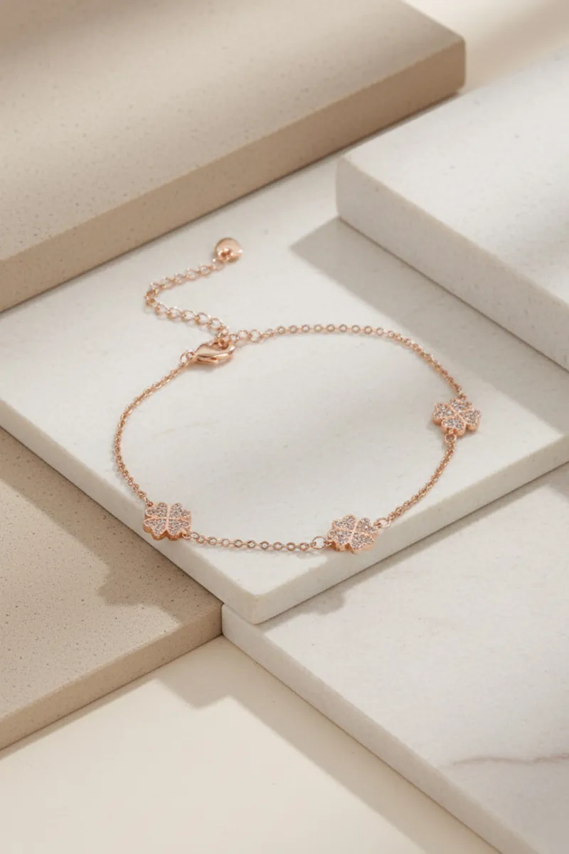 Flower Charms Link Bracelet for Women & Girls JWBR00003GOL