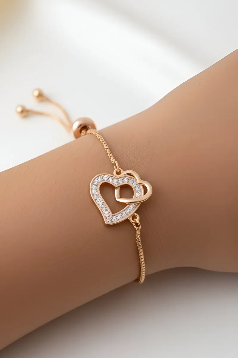 Gold Interlocking Heart Bracelet for Little Girls
