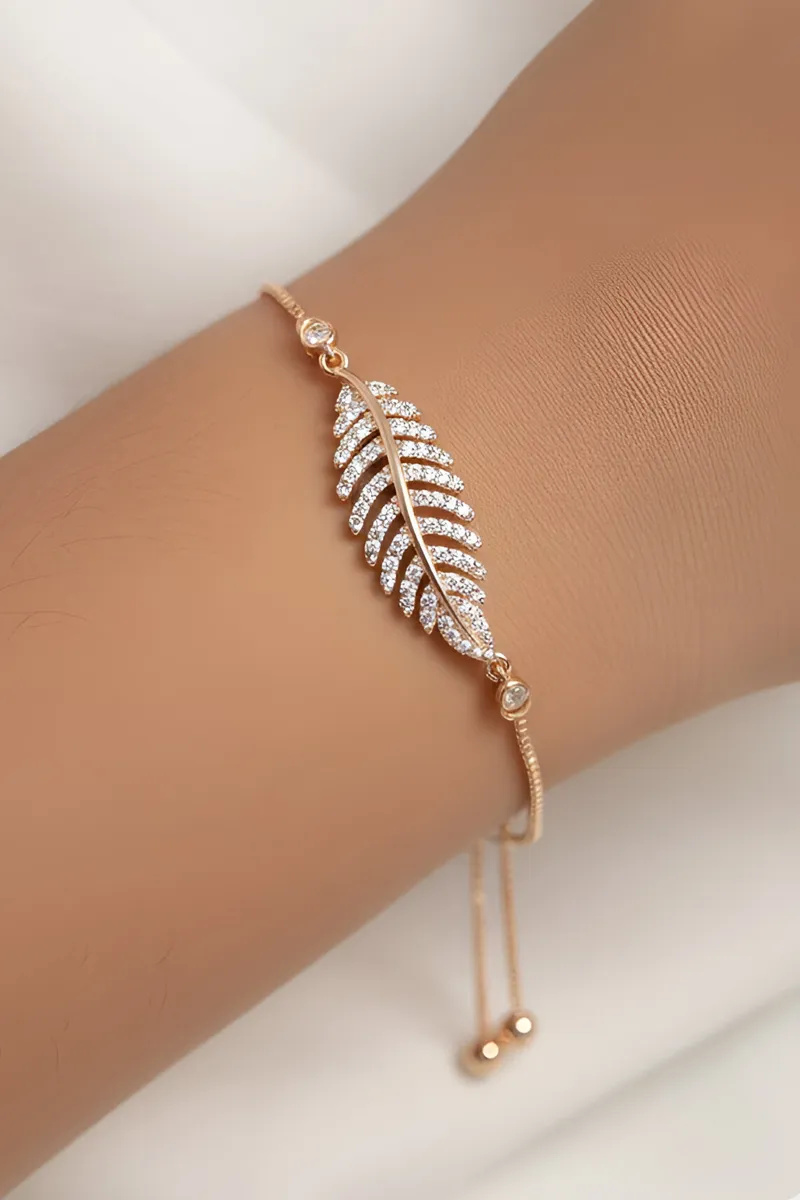 Gold Leaf Feather Bracelet for Little Girls JWBR000047GOL