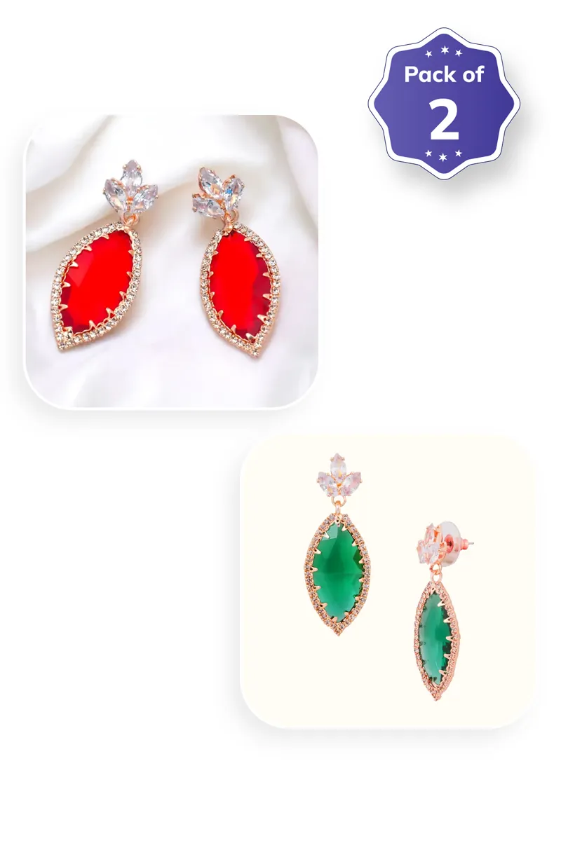 Marquise Drop Earrings for Women & Girls - Pack of 2 JWCOMBO0086MUL