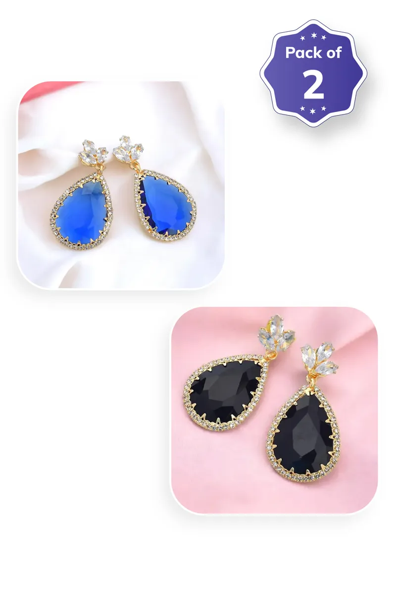 Party Wear Teardrop Earrings for Women & Girls - Pack of 2