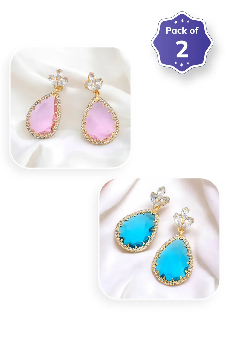 Party Wear Teardrop Earrings for Women & Girls - Pack of 2
