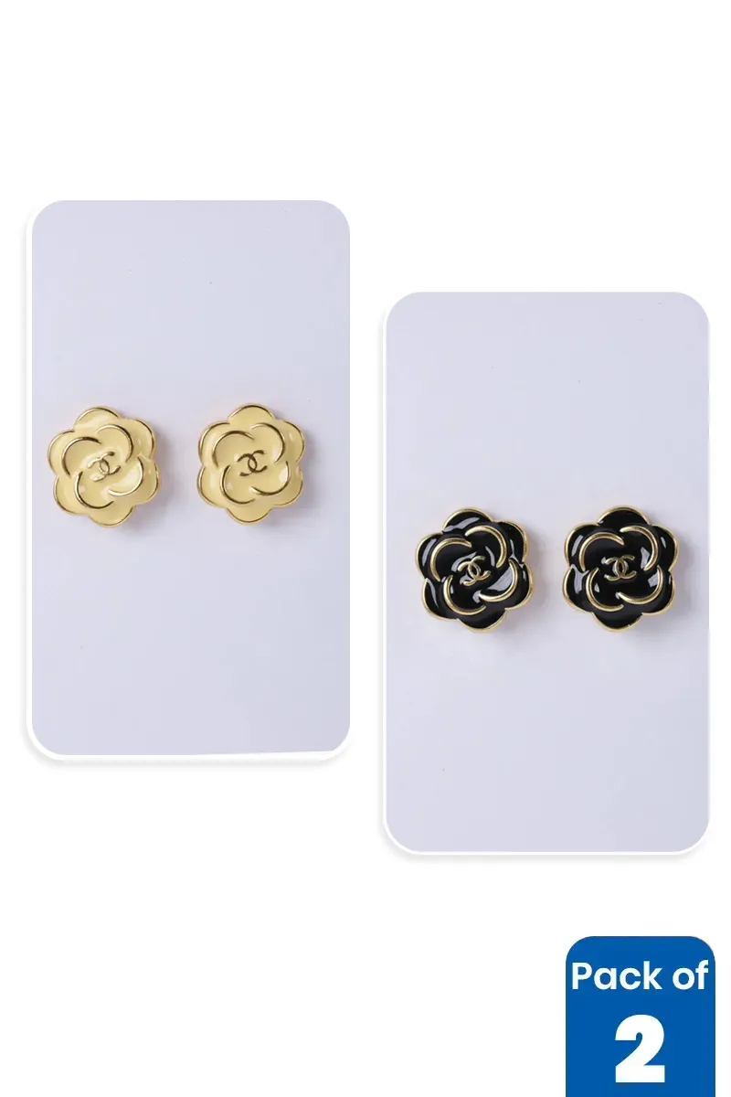 Rose Shape Stud Earrings for Girls - Pack of 2