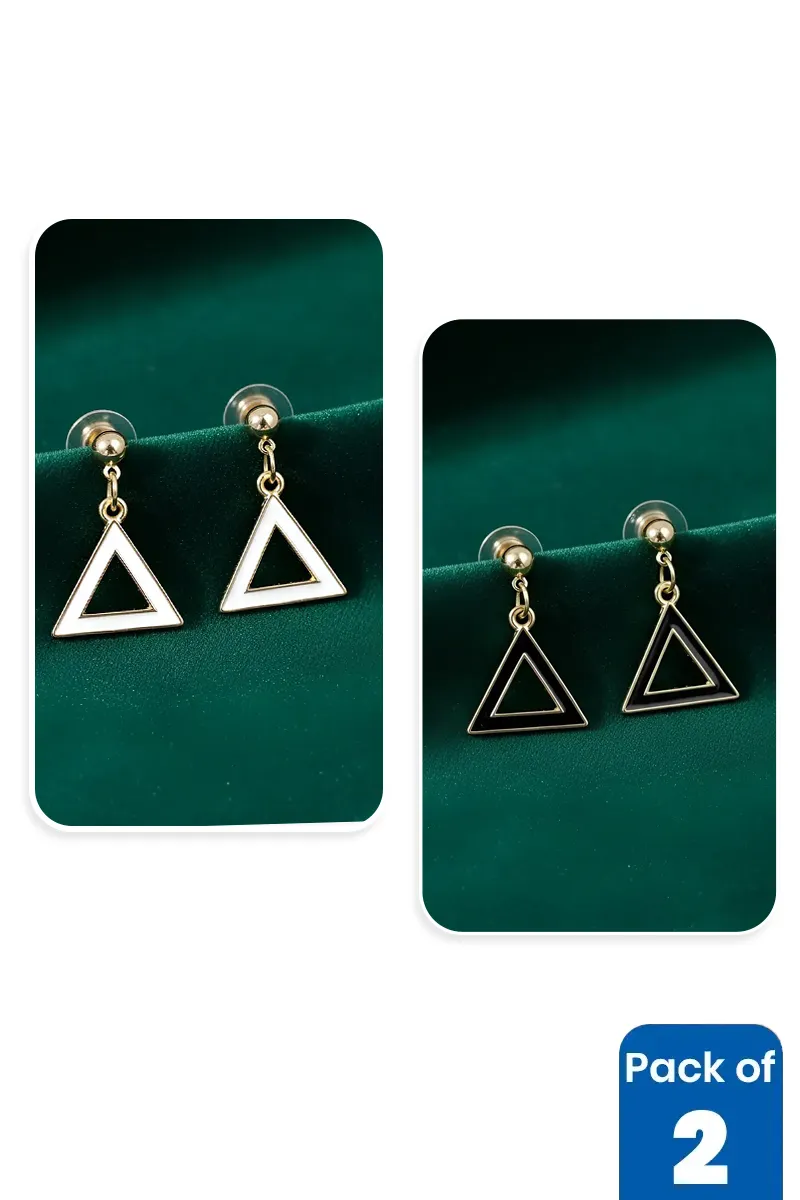 Triangle Shape Dangler Earrings for Girls - Pack of 2