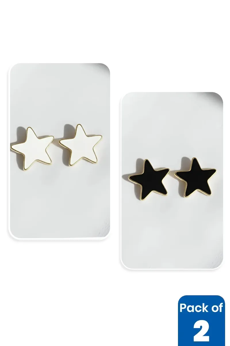 Star Shape Stud Earrings for Girls - Pack of 2 JWCOMBO0167MUL