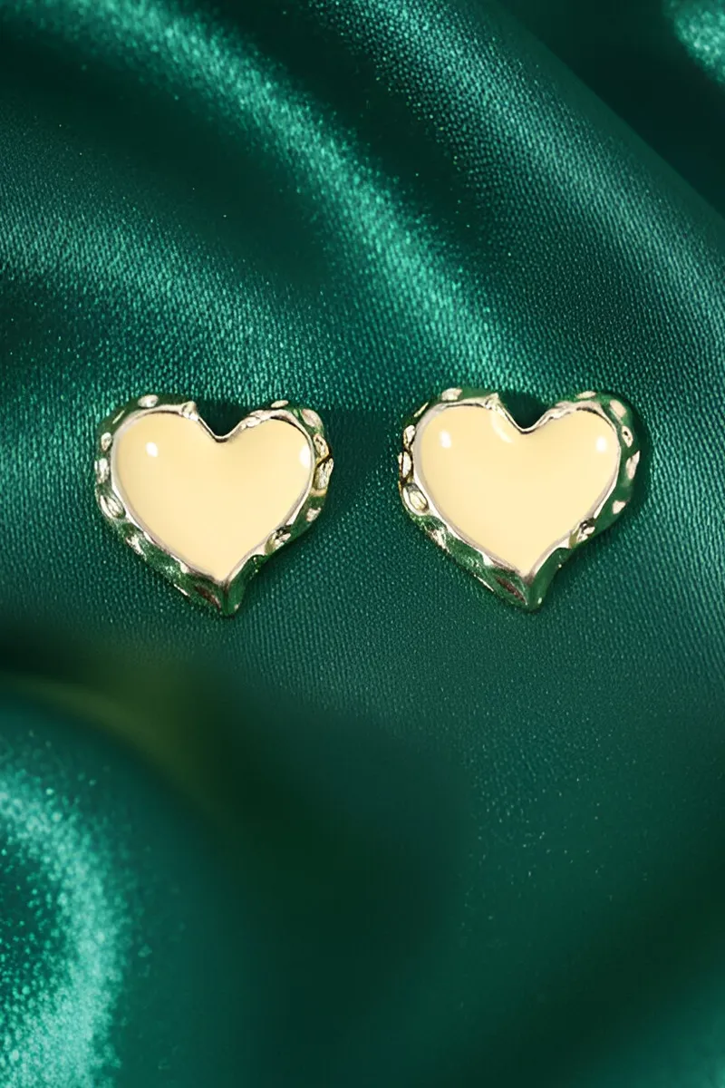 Heart Shape Stud Earrings for Girls JWE0000016YEL