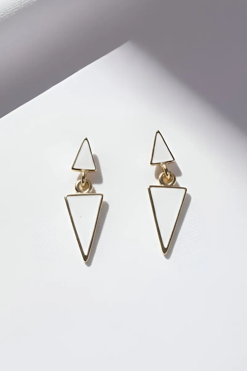 Geometric Triangle Drop Earrings for Girls JWE0000019WHI
