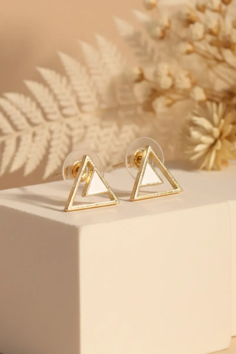 Triangle Shape Stud Earrings for Girls JWE0000022WHI