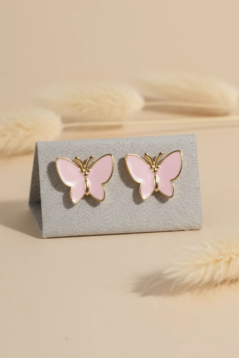 Butterfly Shape Stud Earrings for Girls JWE000002PIN