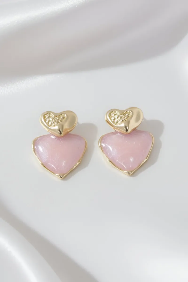 Dual Heart Stud Earrings for Girls
