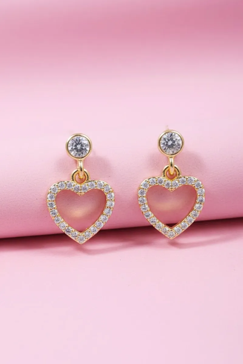 Heart Shape Drop Earrings for Women & Girls