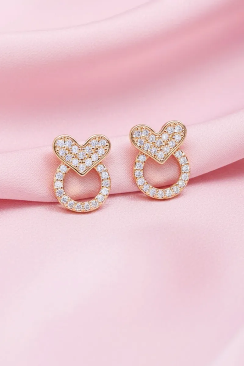Heart & Circle Shape Stud Earrings for Women