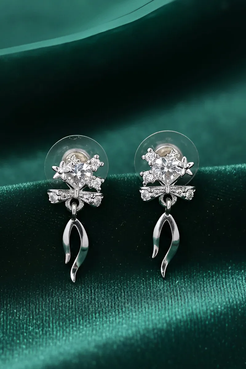 Silver Floral Drop Earrings for Women & Girls