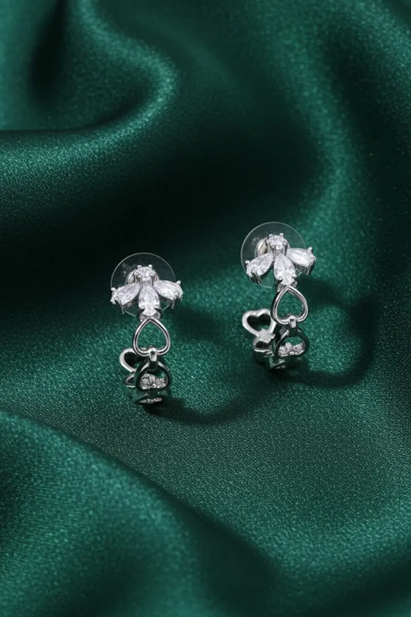 Silver Half Hoop Stud Earrings for Women & Girls