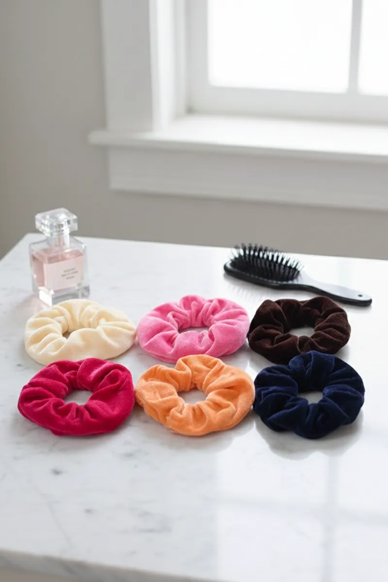 Velvet Wallet Scrunchies For Women & Girls - Pack of 6