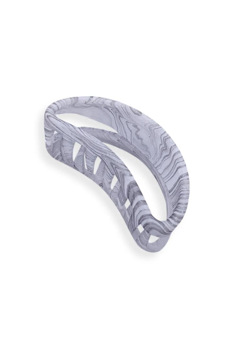 Curved Marble-Pattern Hair Claw Clip - Medium JWH000034WHI