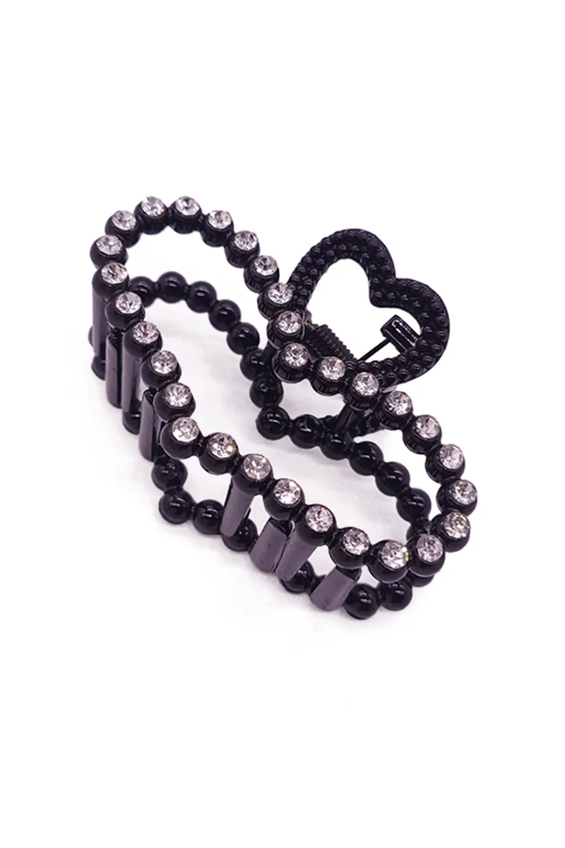 Heart Rhinestone Hair Claw Clip for Women - Small JWH000040BLA