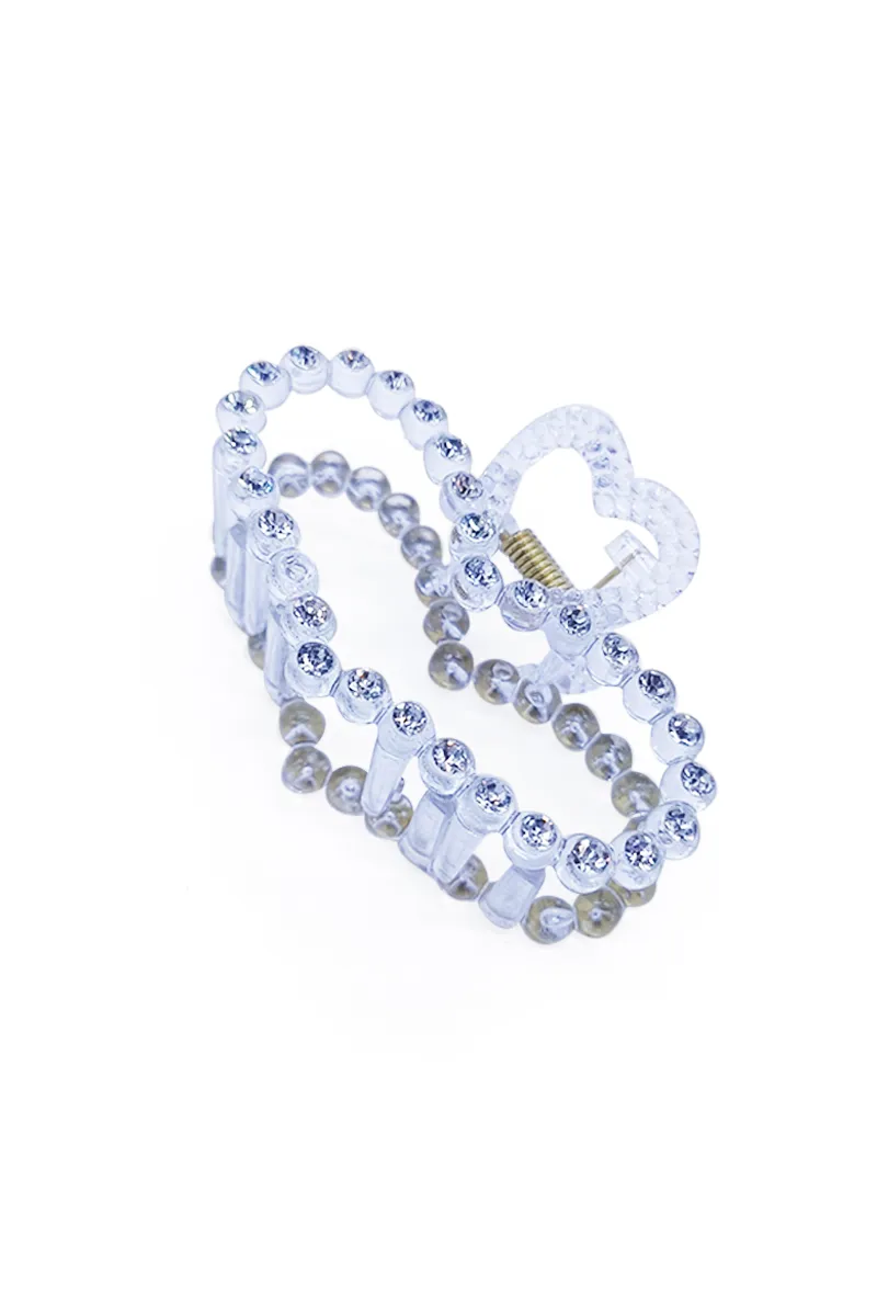 Heart Rhinestone Hair Claw Clip for Women - Small