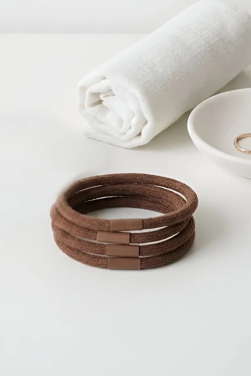 4 Pcs Seamless Fabric Hair Bands for Women JWH000051BRO