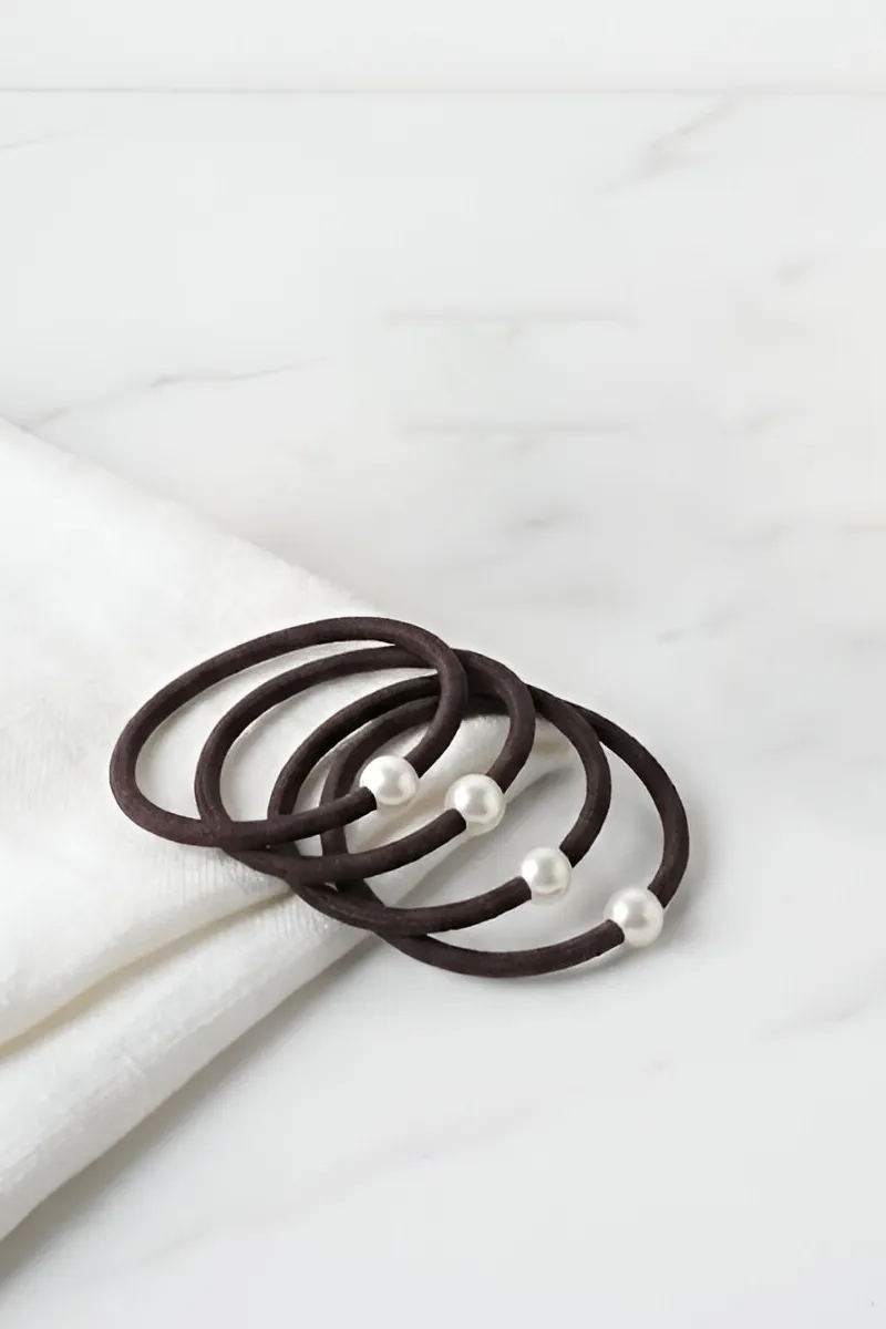 4 Pcs Pearls Elastic Hair Bands for Women