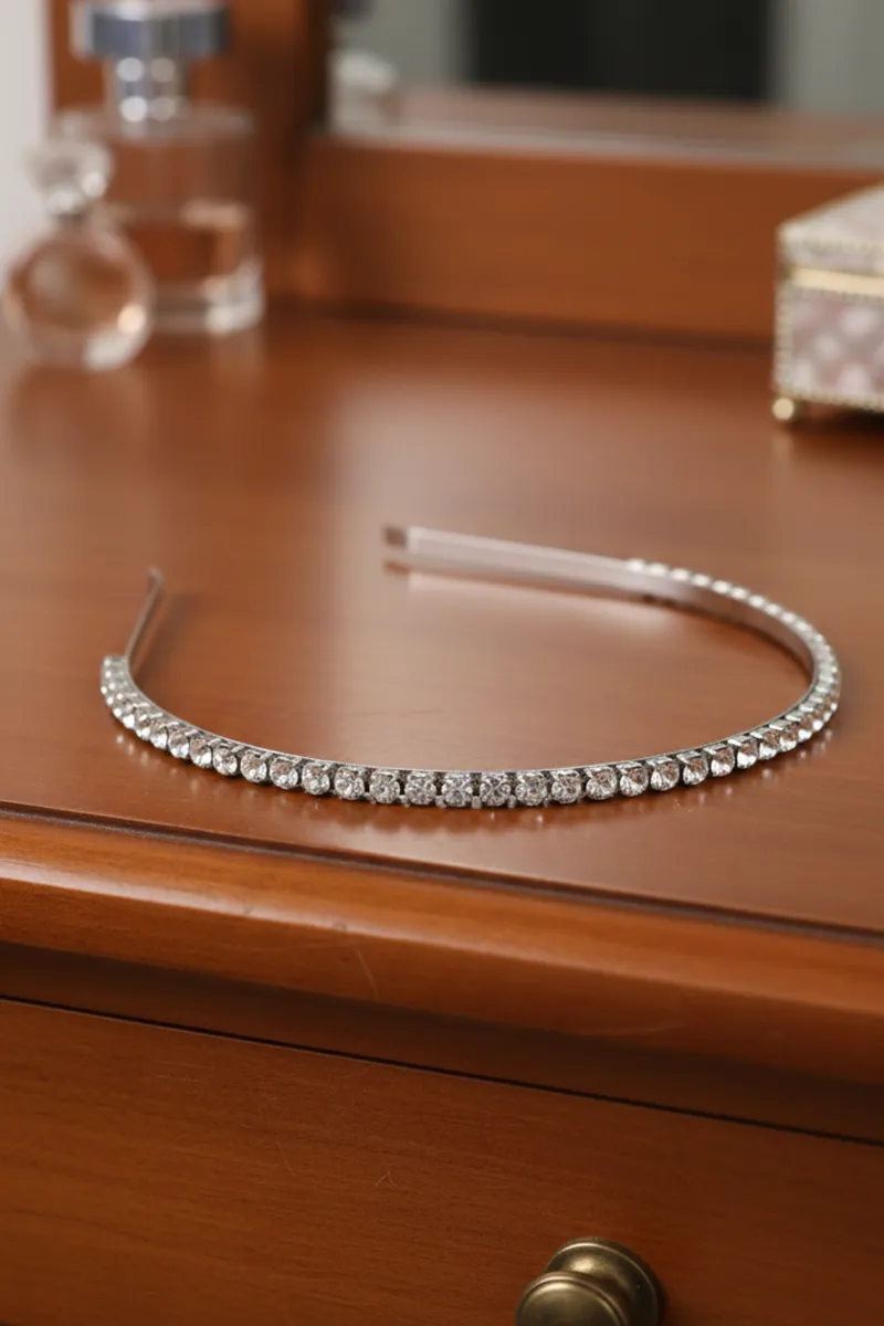 Diamond Studded Sleek Headbands for Girls - Silver JWH000075SIL