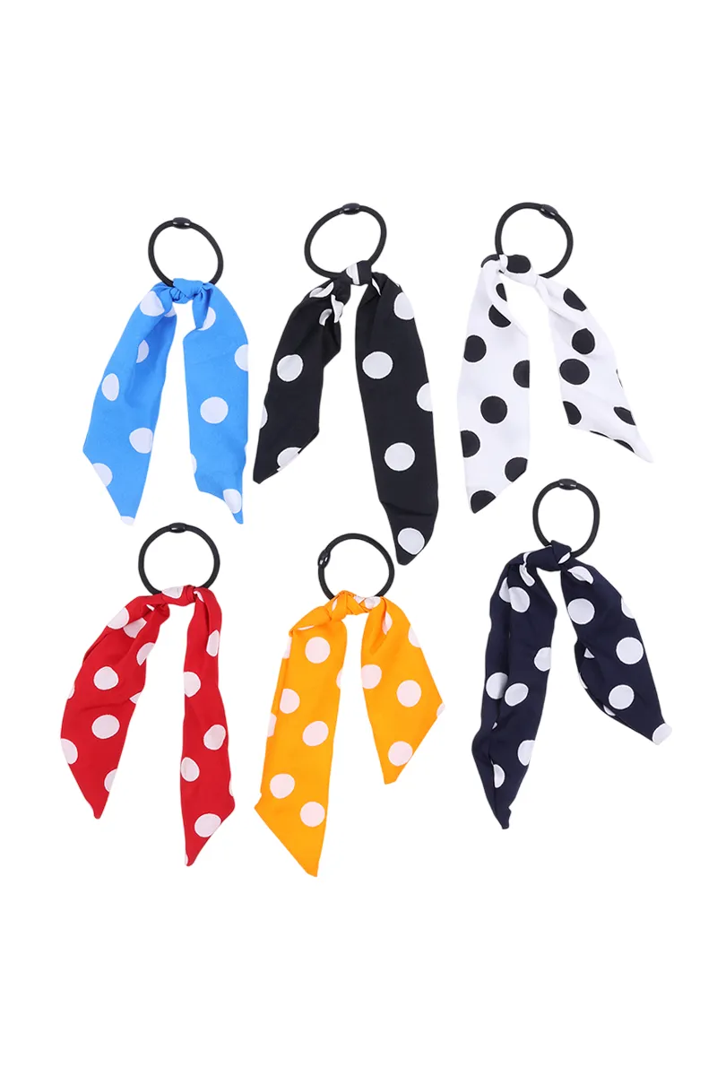 Tail Rubber Band - Polka Dots for Women & Girls - Pack of 6 JWH000089MUL