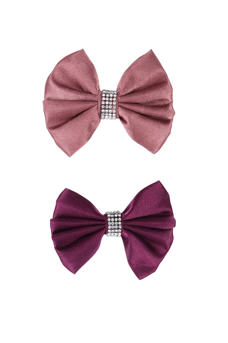 Stone Studded Bow Alligator Hair Clips for Women & Girls - Pack of 2 JWH000092PURDUS