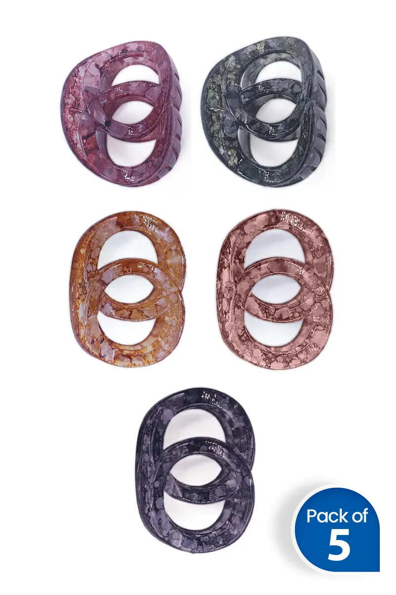 Pack of 5 Double Loop Hair Claw Clips for Women - Small JWHCOMBO00011MUL