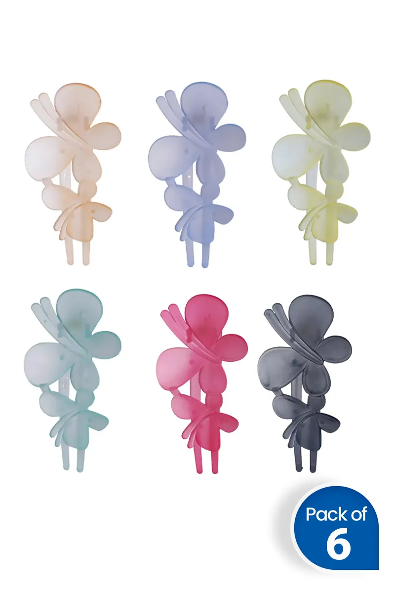 Pack of 6 Dual Butterfly Alligator Hair Claw Clips for Women