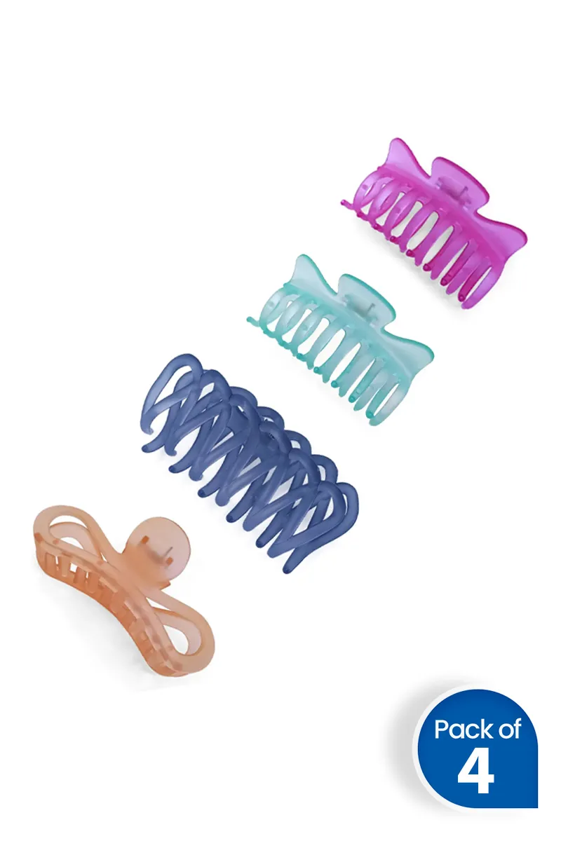 Pack of 4 Medium Hair Claw Clips for Women - Assorted Designs