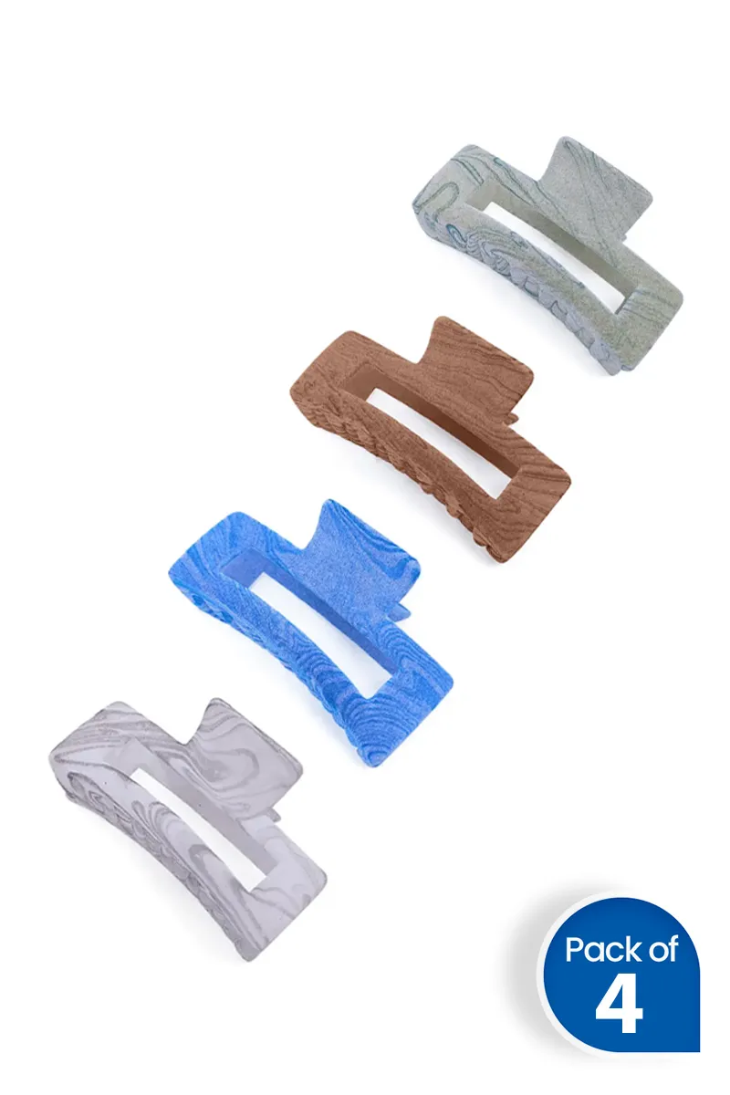 Pack of Large Marbled Open Rectangle Hair Claw Clips for Women